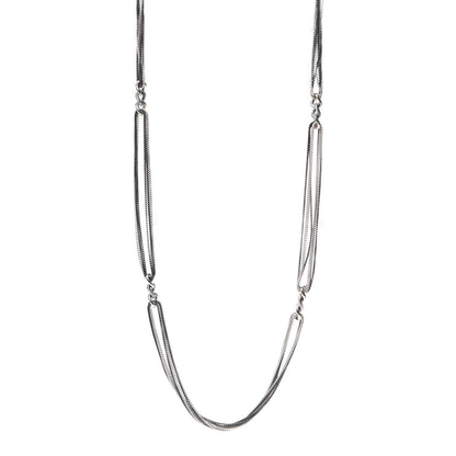 David Yurman Sterling Silver Eight Row Curb Link Necklace 1 of 5