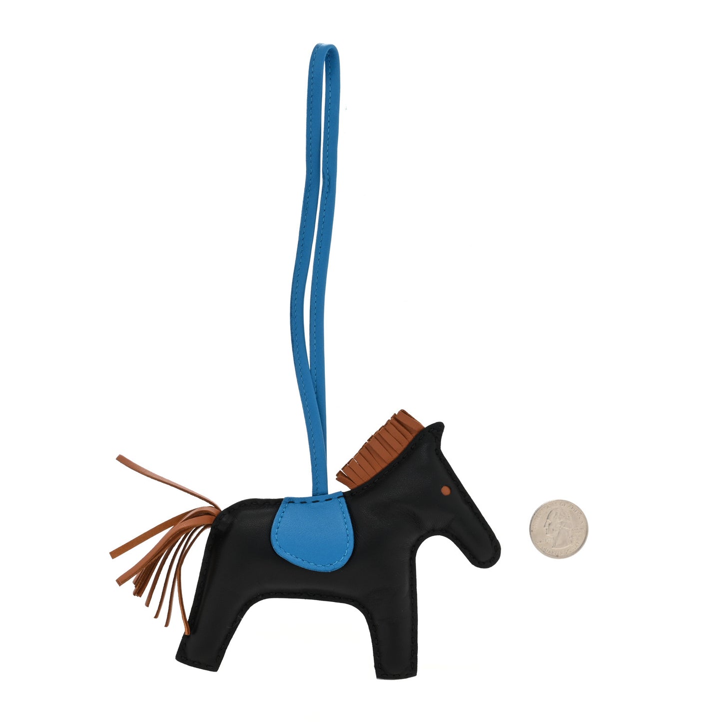 Milo Lambskin Grigri Rodeo Horse Bag Charm MM Black Gold Bleu Zanzibar