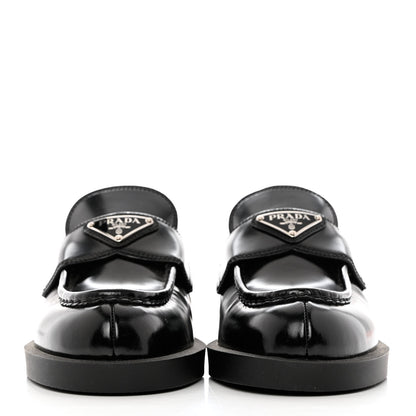 Prada Spazzolato Triangle 40mm Loafer Mules 37.5 Black 2 of 10