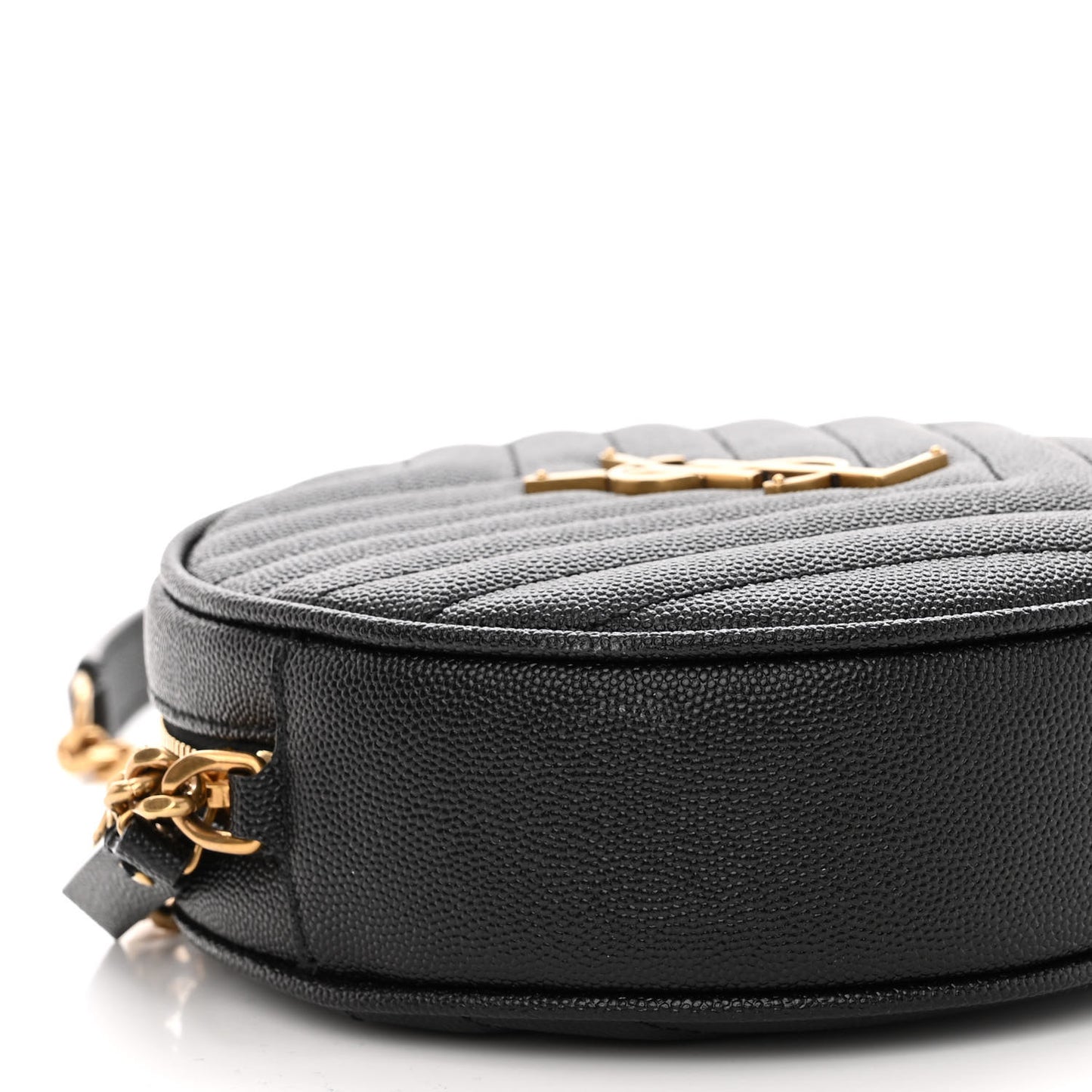 Grain De Poudre Matelasse Chevron Quilted Round Vinyle Camera Bag Black