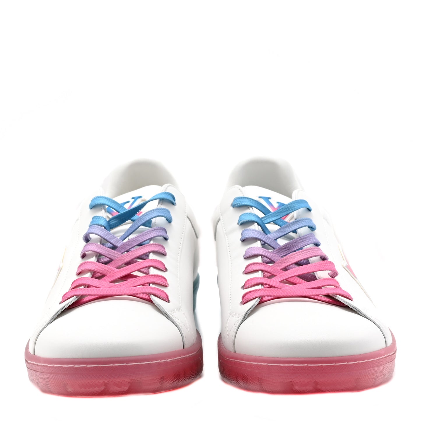 Calfskin Luxembourg Samothrace Mens Sneakers 9 White Pink Blue