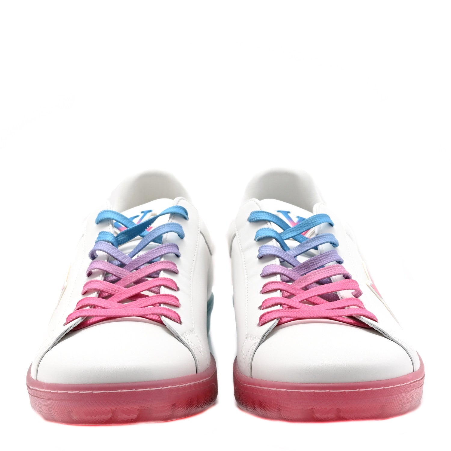Louis Vuitton Calfskin Luxembourg Samothrace Mens Sneakers 9 White Pink Blue 2 of 11