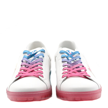 Louis Vuitton Calfskin Luxembourg Samothrace Mens Sneakers 9 White Pink Blue 2 of 11