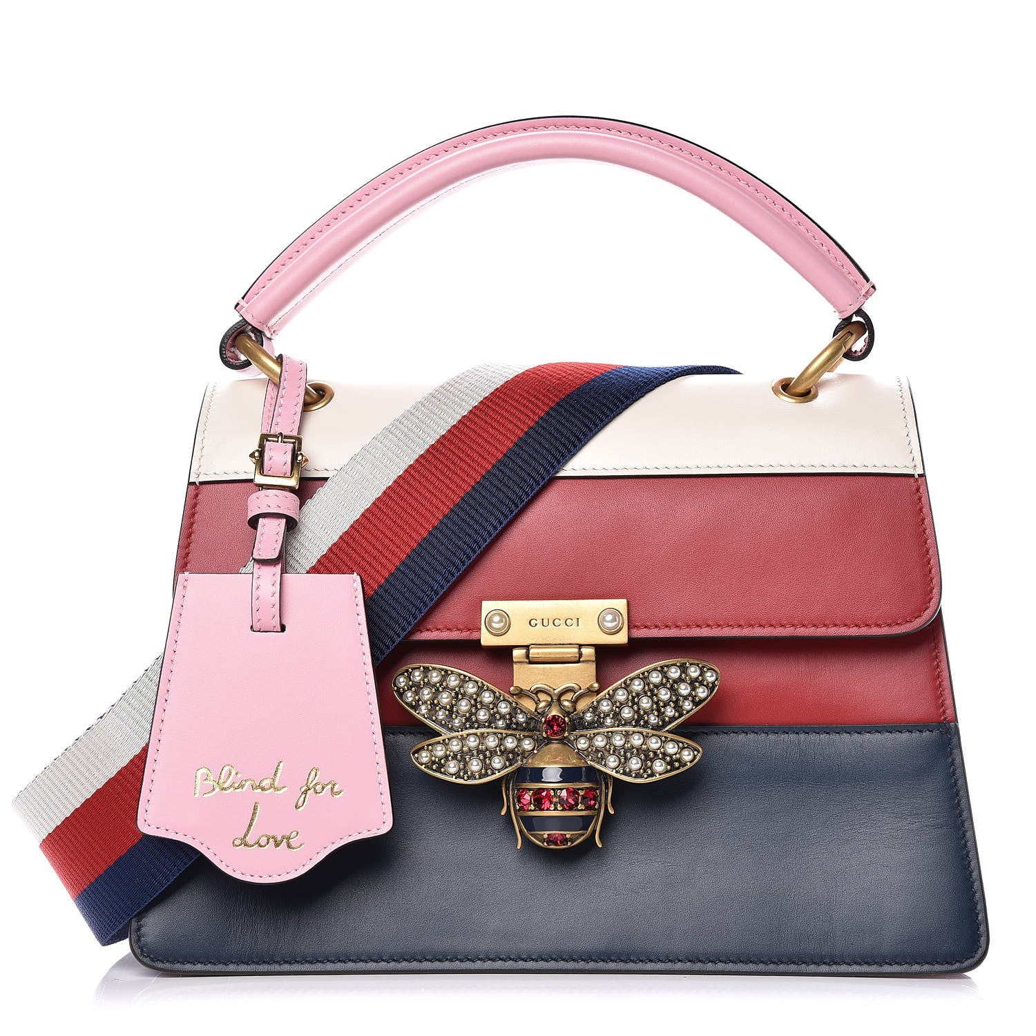 Gucci Calfskin Sylvie Web Small Queen Margaret Top Handle Bag Blue Agata Hibiscus Red Mystic White Sugar Pink 1 of 10