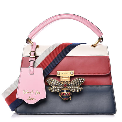 Gucci Calfskin Sylvie Web Small Queen Margaret Top Handle Bag Blue Agata Hibiscus Red Mystic White Sugar Pink 1 of 10