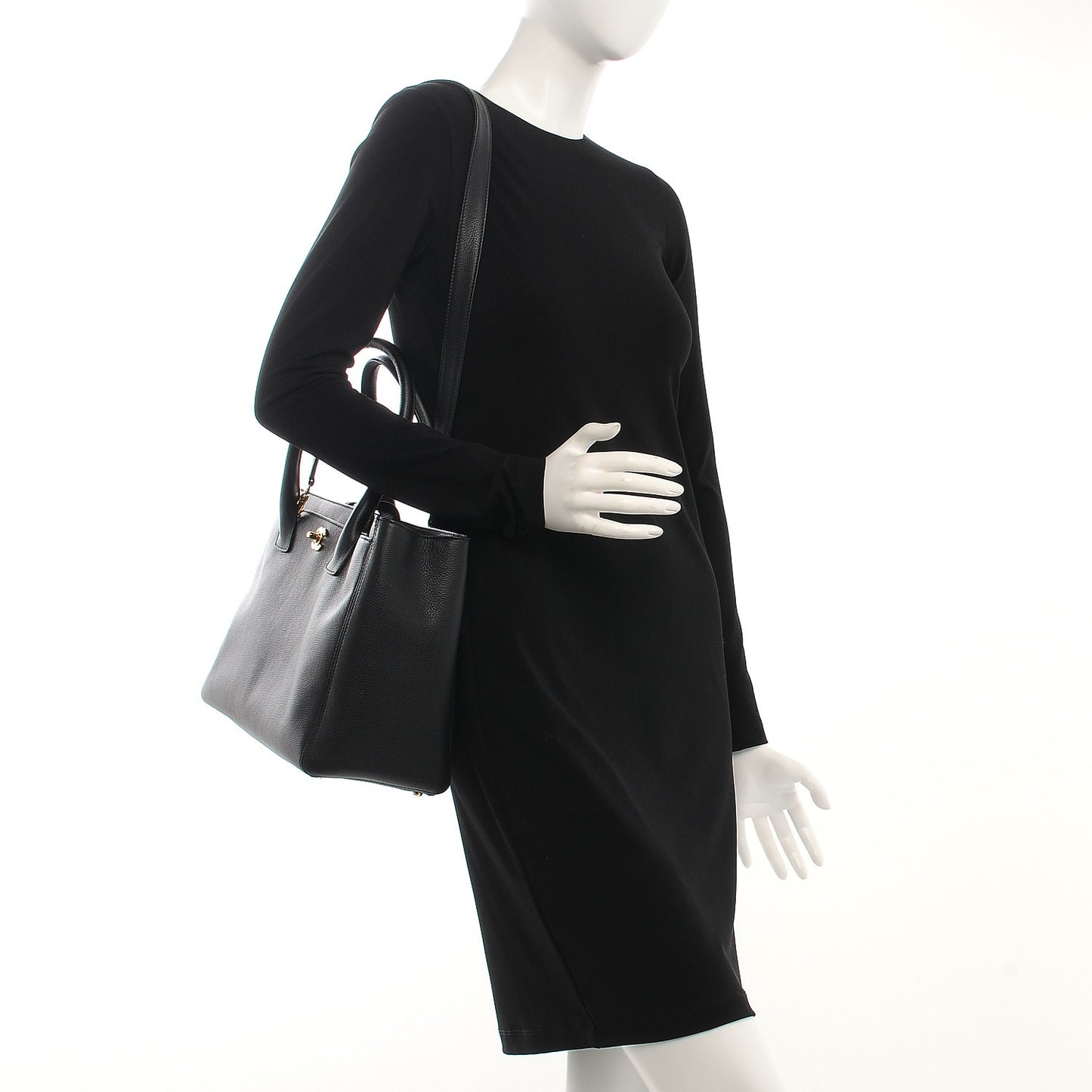 Calfskin Cerf Shopper Tote Black