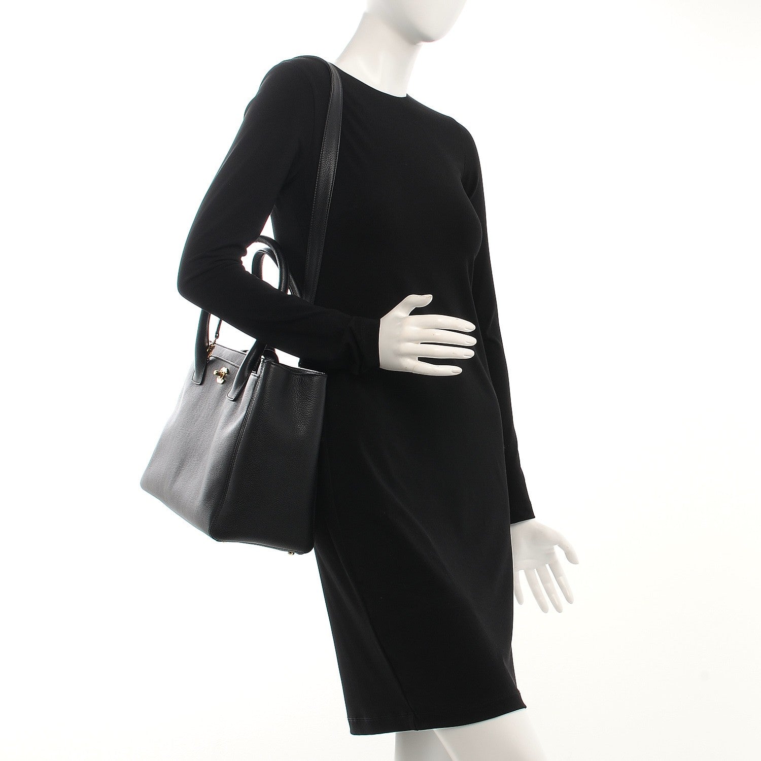 Chanel Calfskin Cerf Shopper Tote Black 2 of 9