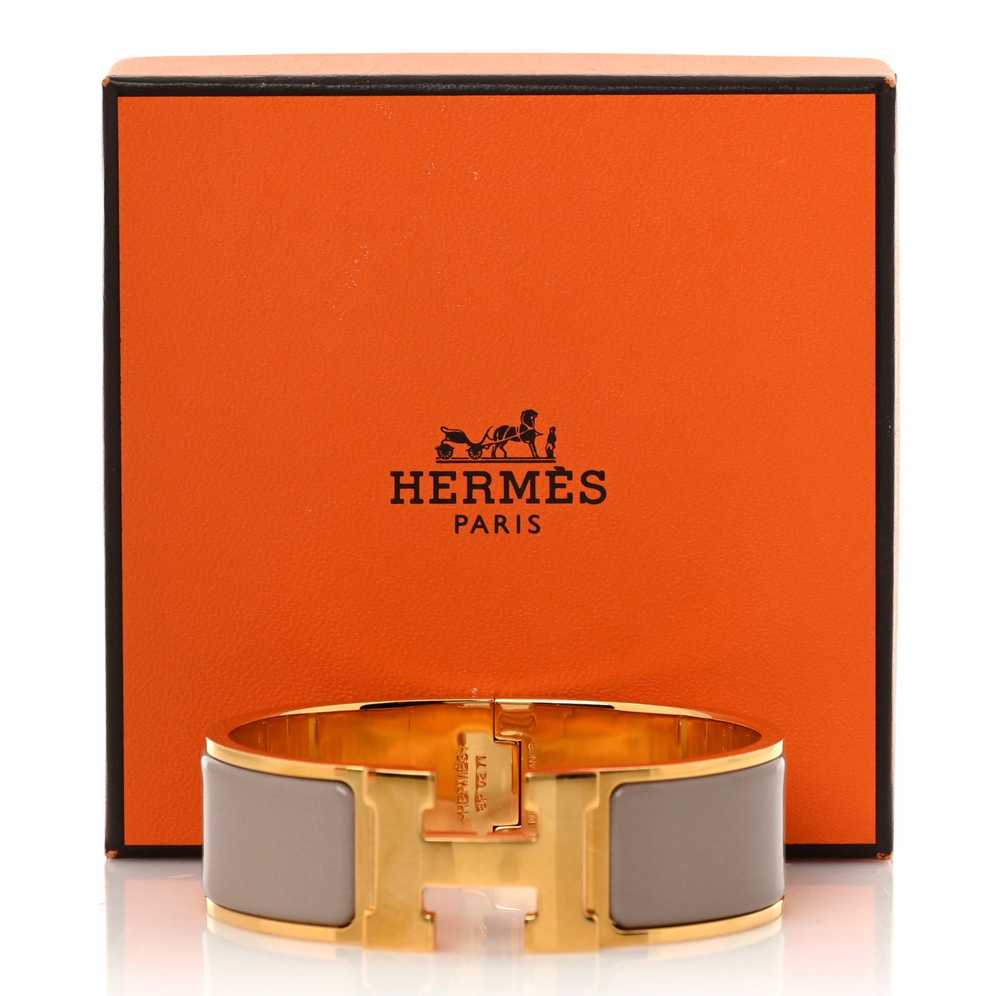 Enamel Wide Clic Clac H Bracelet GM Marron Glace