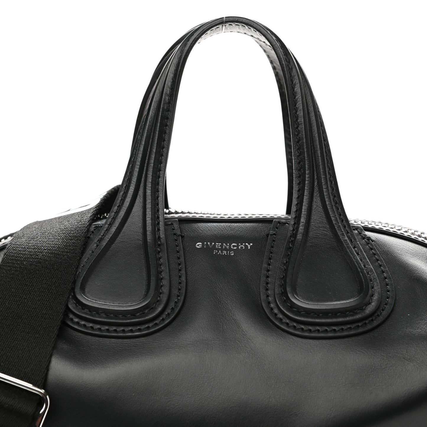 Waxed Calfskin Small Nightingale Logo Strap Black