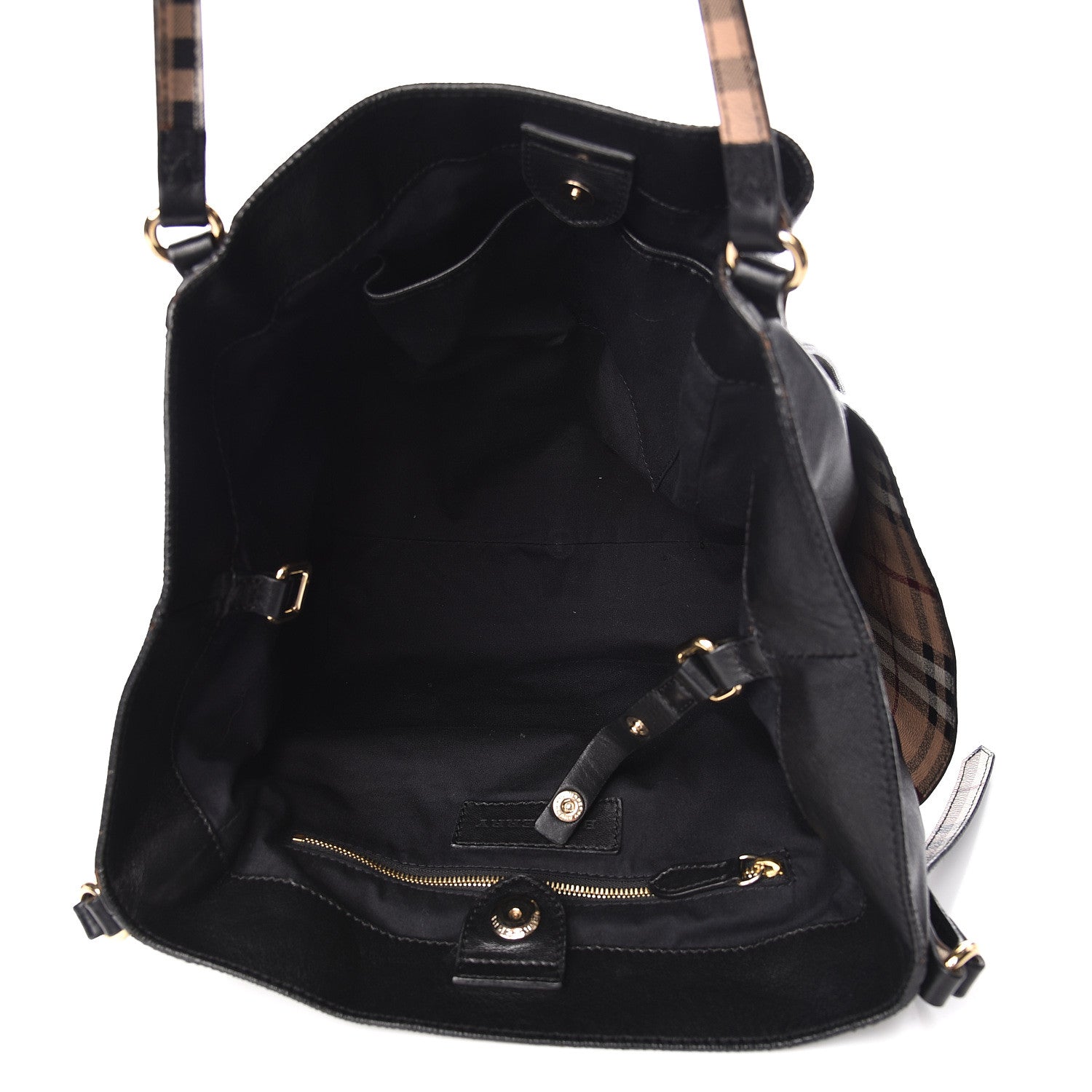 Burberry Calfskin Haymarket Check Small Canterbury Tote Black 11 of 21