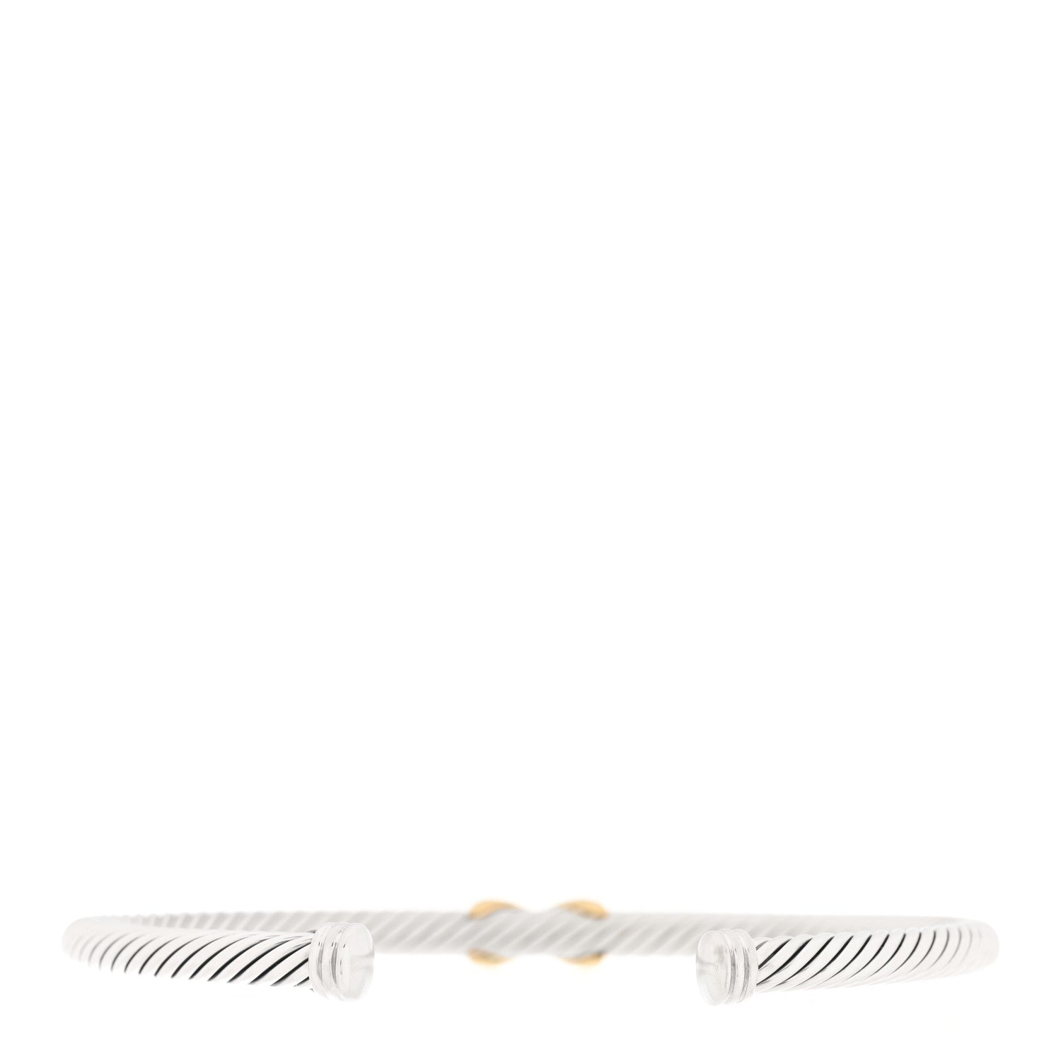David Yurman Sterling Silver 18K Yellow Gold 4mm X Station Cable Bracelet 2 of 3