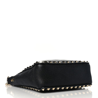 Valentino Garavani Pebbled Calfskin Mini Rockstud Flip-Lock Messenger Bag Black 3 of 8