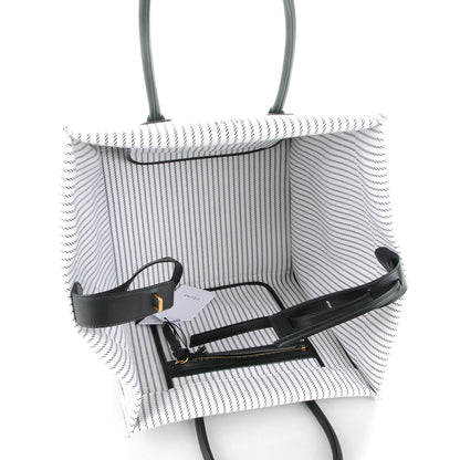 Celine Cotton Canvas Striped Medium Phantom Luggage White Navy 5 of 9