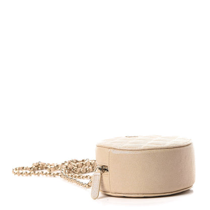 Chanel Iridescent Caviar Quilted Round Clutch With Chain Beige 4 of 11