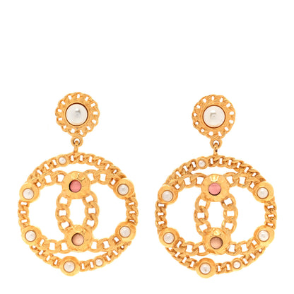 Chanel Pearl Gripoix CC Chain Drop Earrings Gold 1 of 4