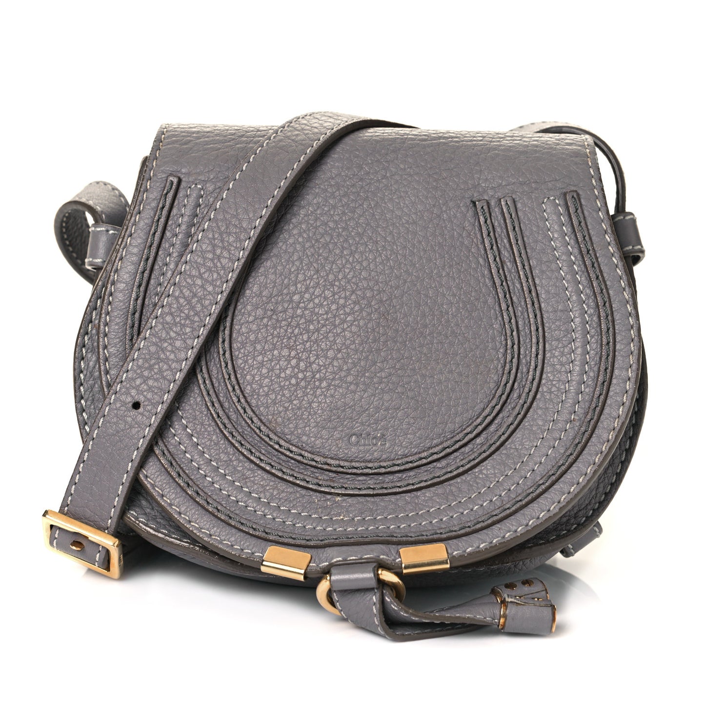 Calfskin Mini Marcie Round Crossbody Bag Cashmere Grey