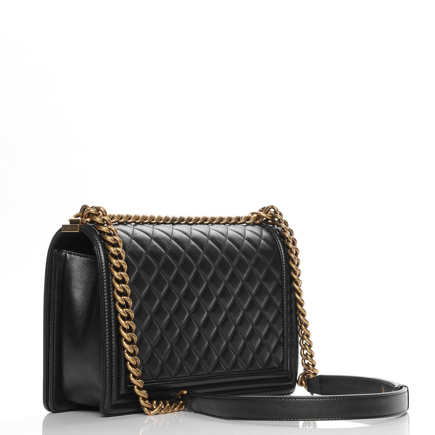 Lambskin Quilted New Medium Boy Flap Black