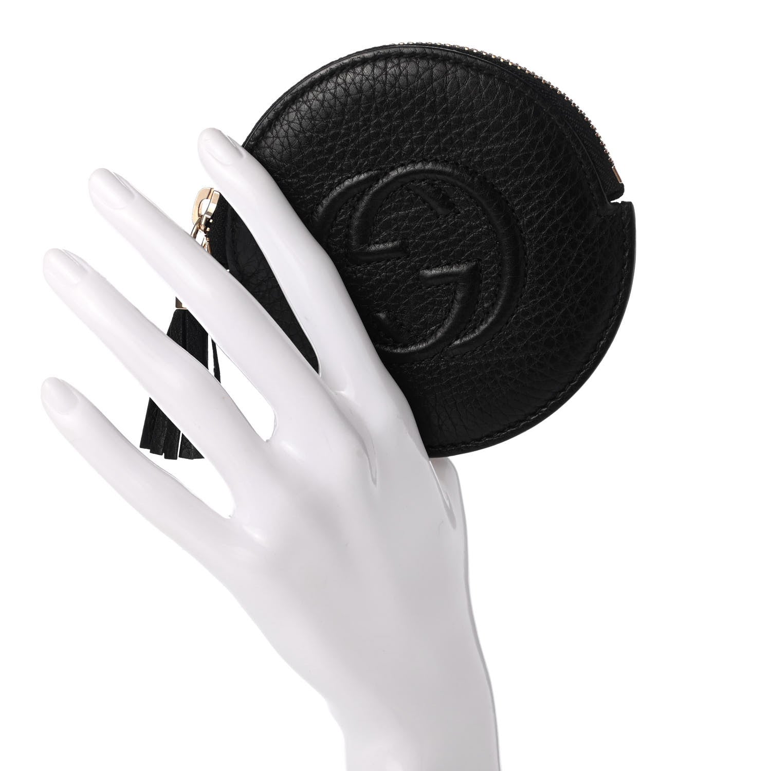 Gucci Pebbled Calfskin Round Coin Purse Black 2 of 6
