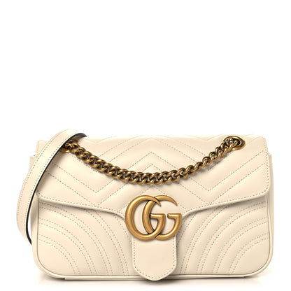 Gucci Calfskin Matelasse Small GG Marmont Shoulder Bag White 1 of 10