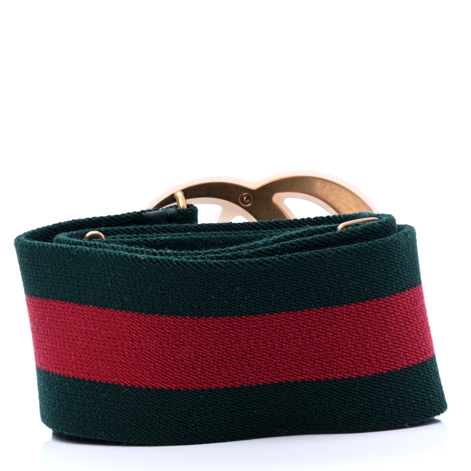 Gucci Web Elastic Plexiglass GG Marmont Belt 100 40 Red Green 2 of 6