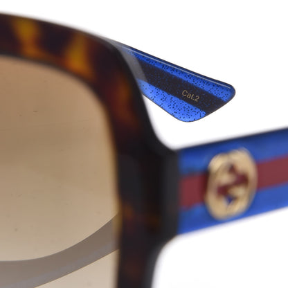 Gucci Oversize Square Web GG 0036S Sunglasses Tortoise 6 of 9