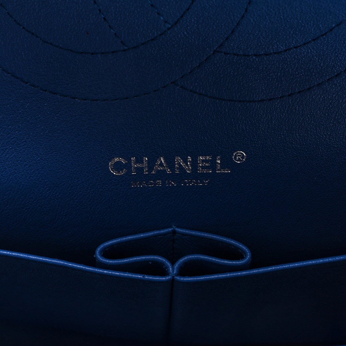 Caviar Chevron Quilted Jumbo Double Flap Blue