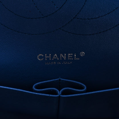 Chanel Caviar Chevron Quilted Jumbo Double Flap Blue 6 of 9