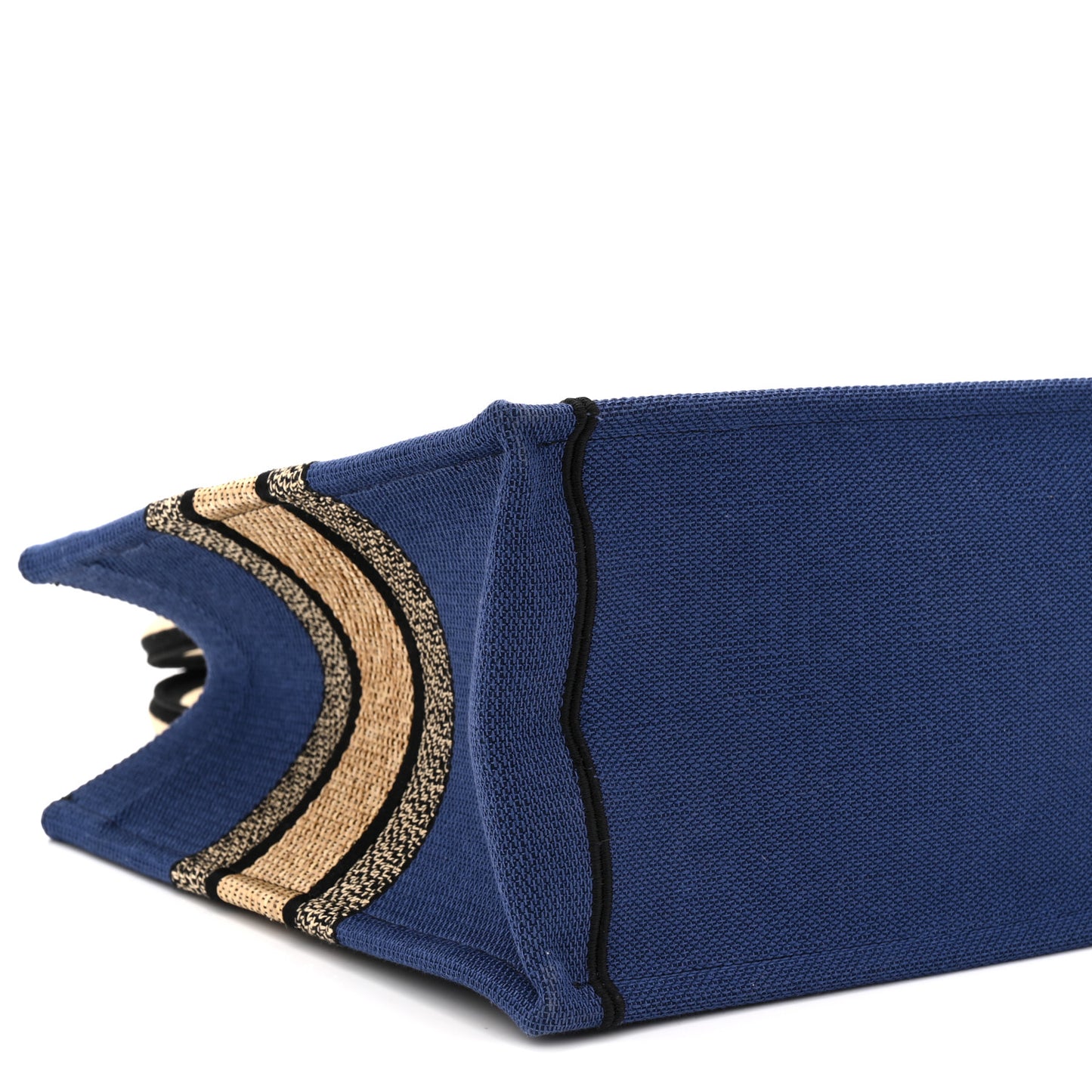 Raffia Souvenir Embroidered Medium Book Tote Blue Natural Multicolor