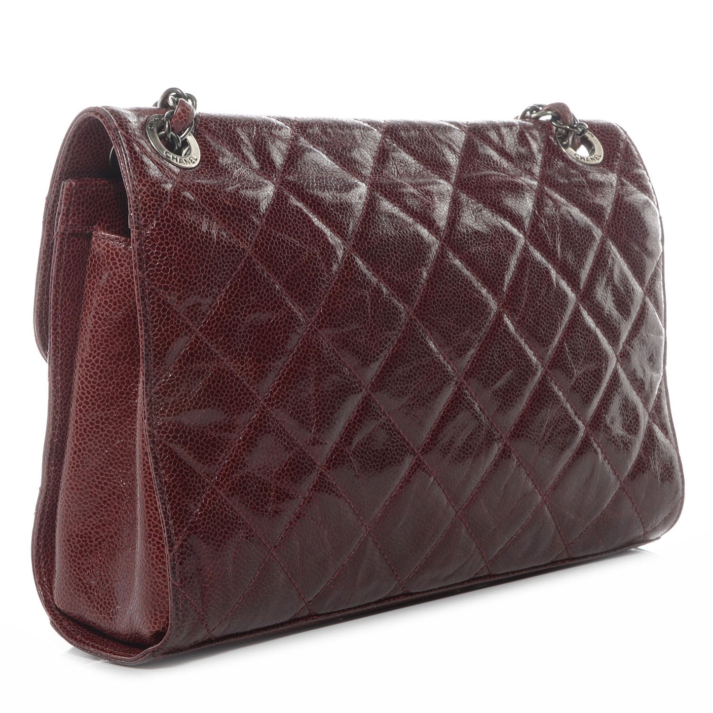 Crumpled Grained Calfskin Medium CC Crave Flap Bordeaux