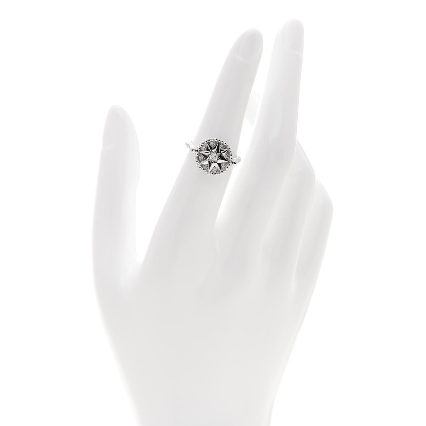 18K White Gold Diamond Rose Des Vents Pave Ring 51 5.75