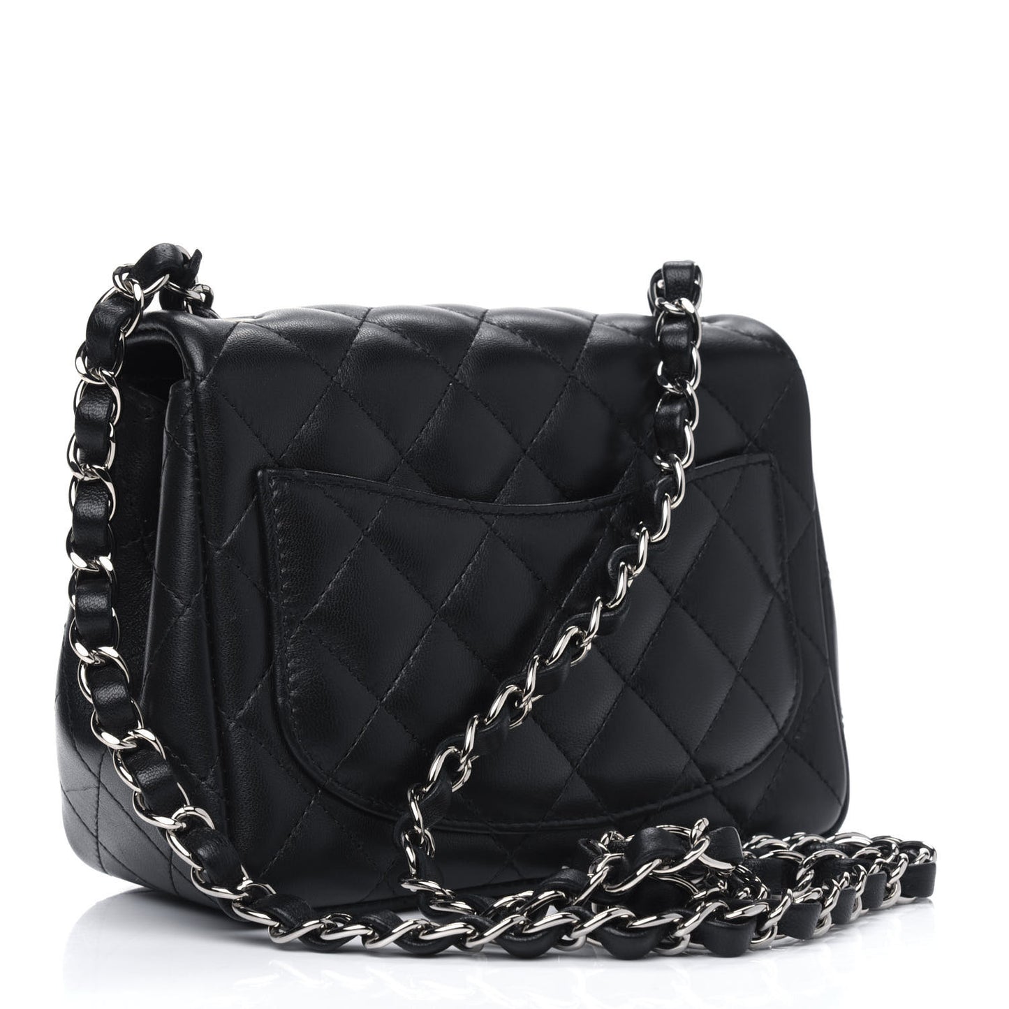 Lambskin Quilted Mini Square Flap Black