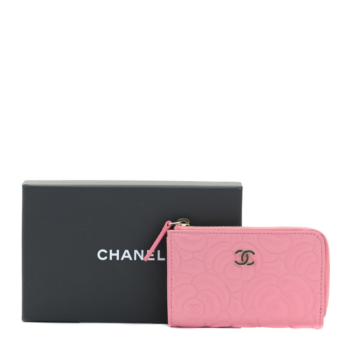 Caviar Camellia Embossed Key Holder Case Pink