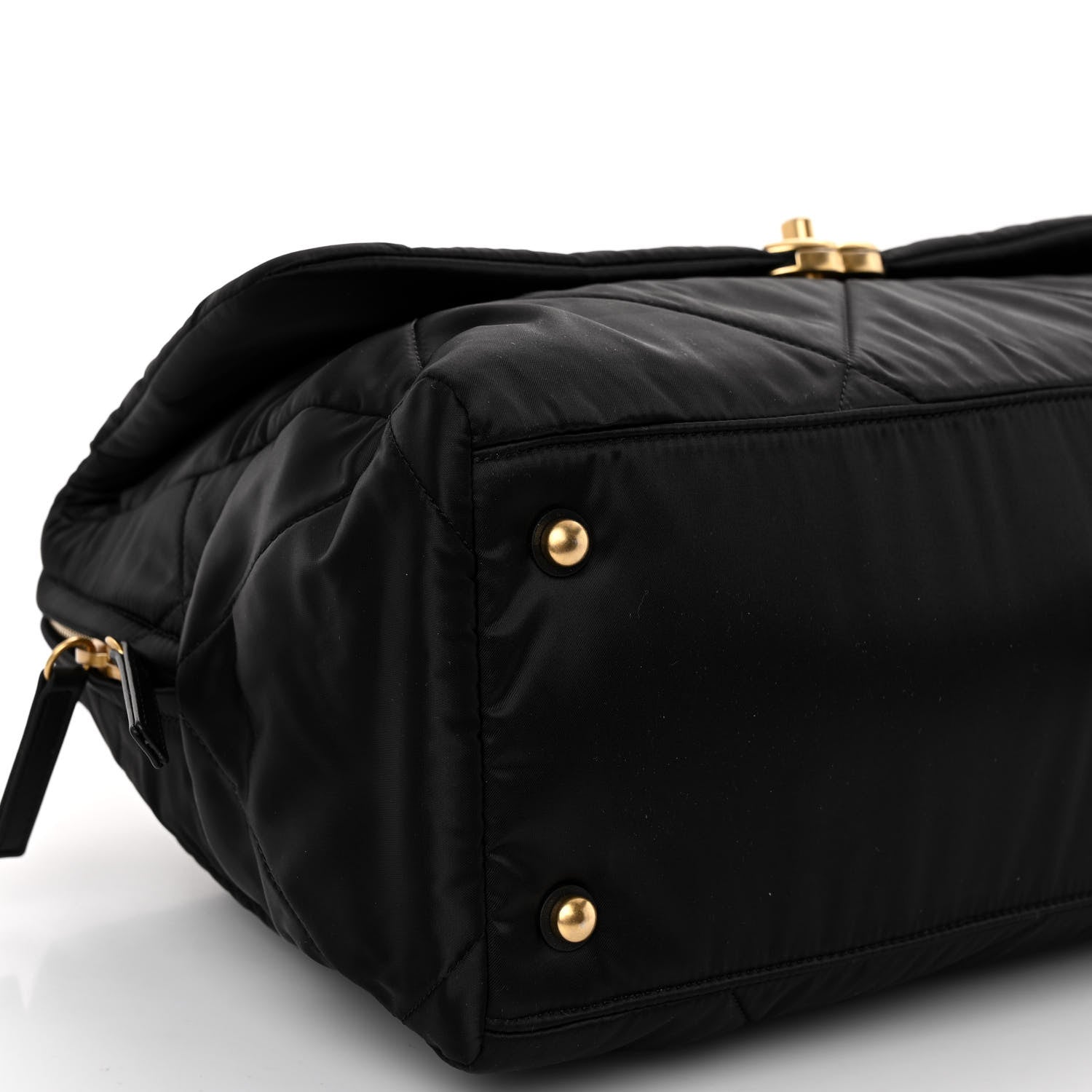 Chanel Satin Quilted Large Bowling Bag Flap Black 9 of 10