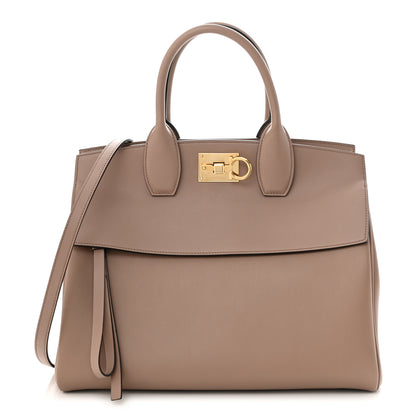 Salvatore Ferragamo Calfskin Large Studio Bag Caraway Seed 3 of 11
