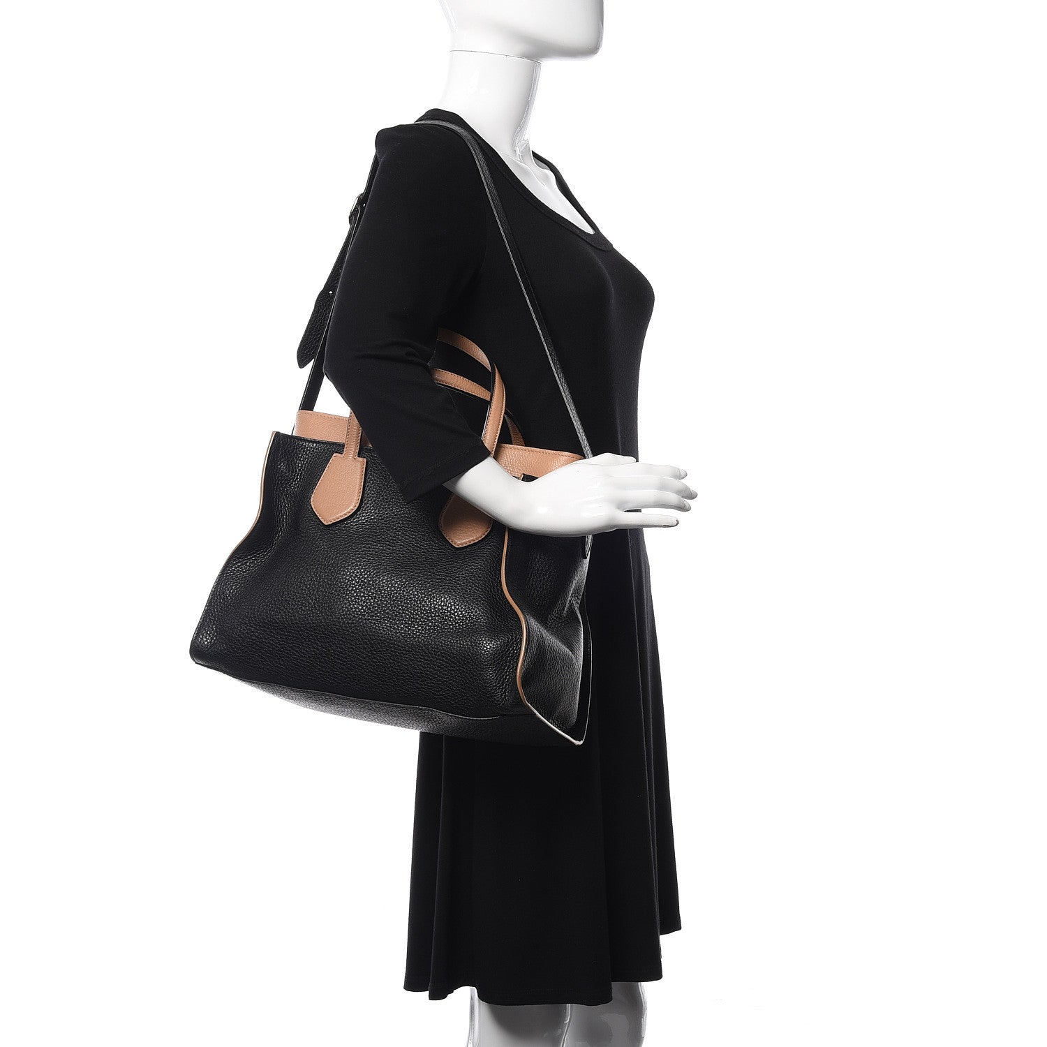 Gucci Cellarius Calfskin Bi-Color Ramble Layered Tote Black Camelia 2 of 11