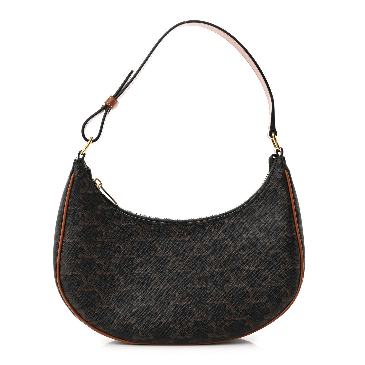 Celine Triomphe Canvas Calfskin Ava Shoulder Bag Tan 1 of 10