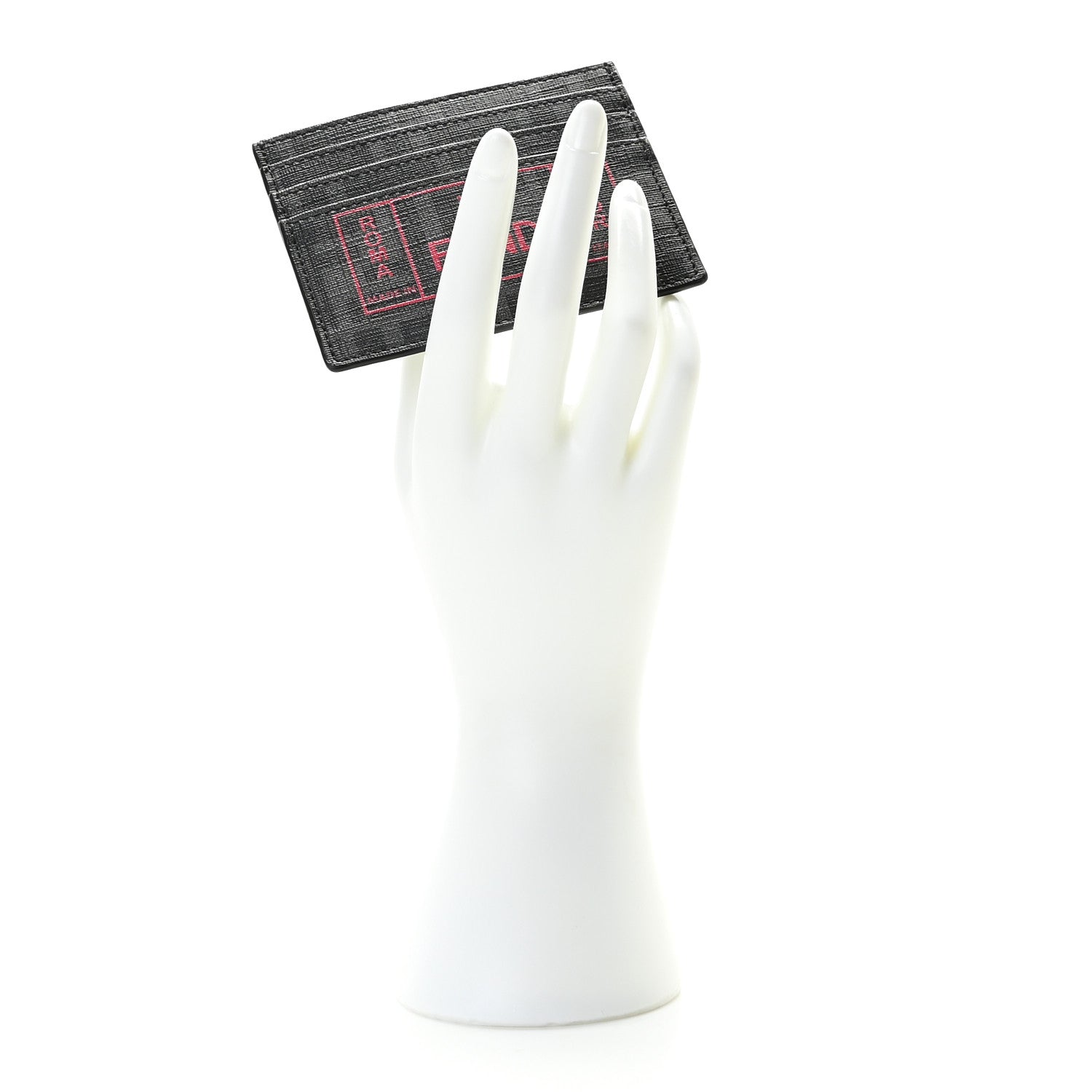 Fendi Glazed Fabric FF 1974 Roma Amor Card Holder Black Rosso 2 of 7