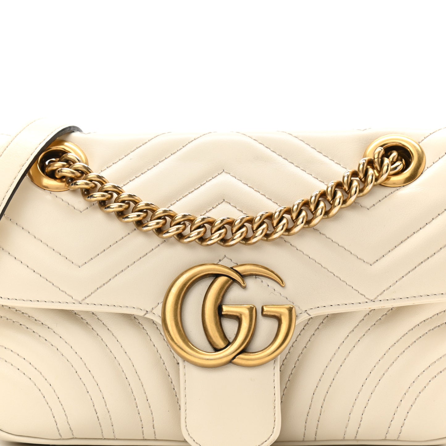 Calfskin Matelasse Mini GG Marmont Shoulder Bag White