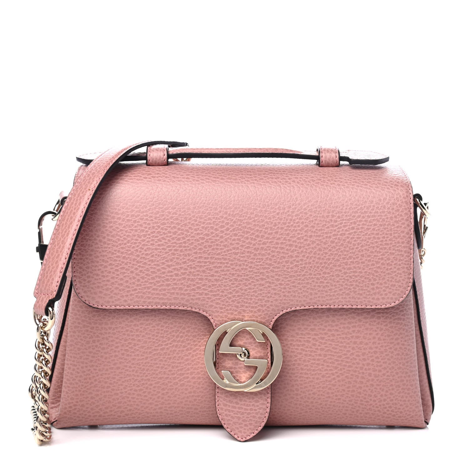 Gucci Dollar Calfskin Interlocking G Top Handle Shoulder Bag Soft Pink 1 of 4