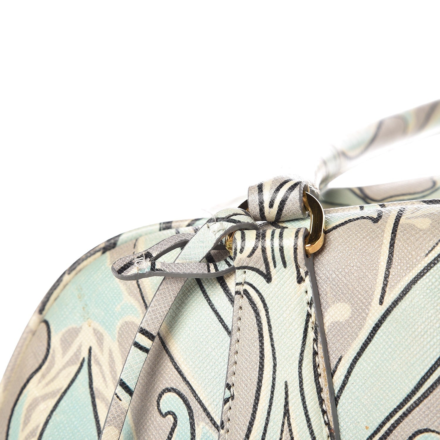 Prada Saffiano Anise Print Bauletto Green 8 of 12