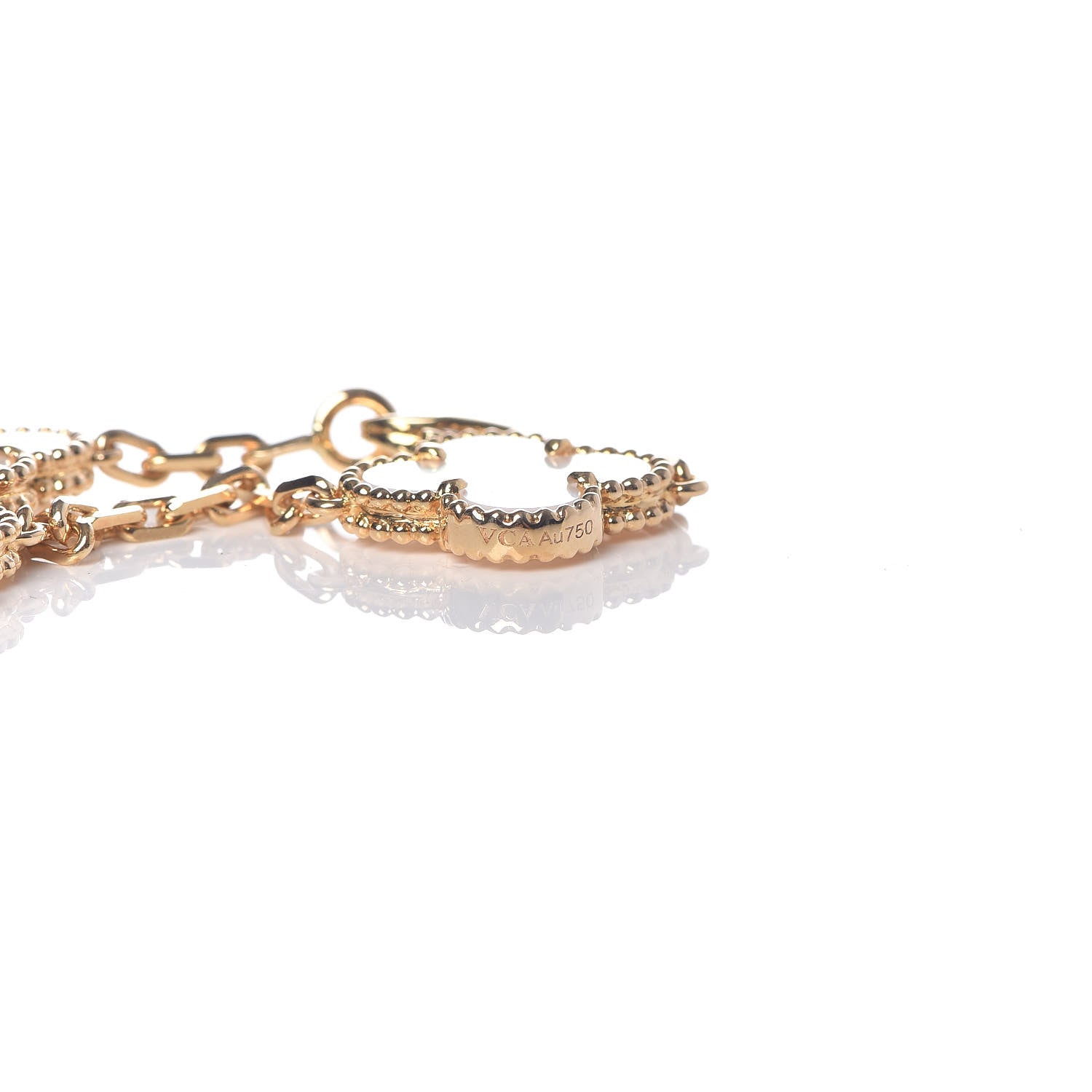 Van Cleef & Arpels 18K Yellow Gold Mother of Pearl 10 Motifs Vintage Alhambra Necklace 6 of 7