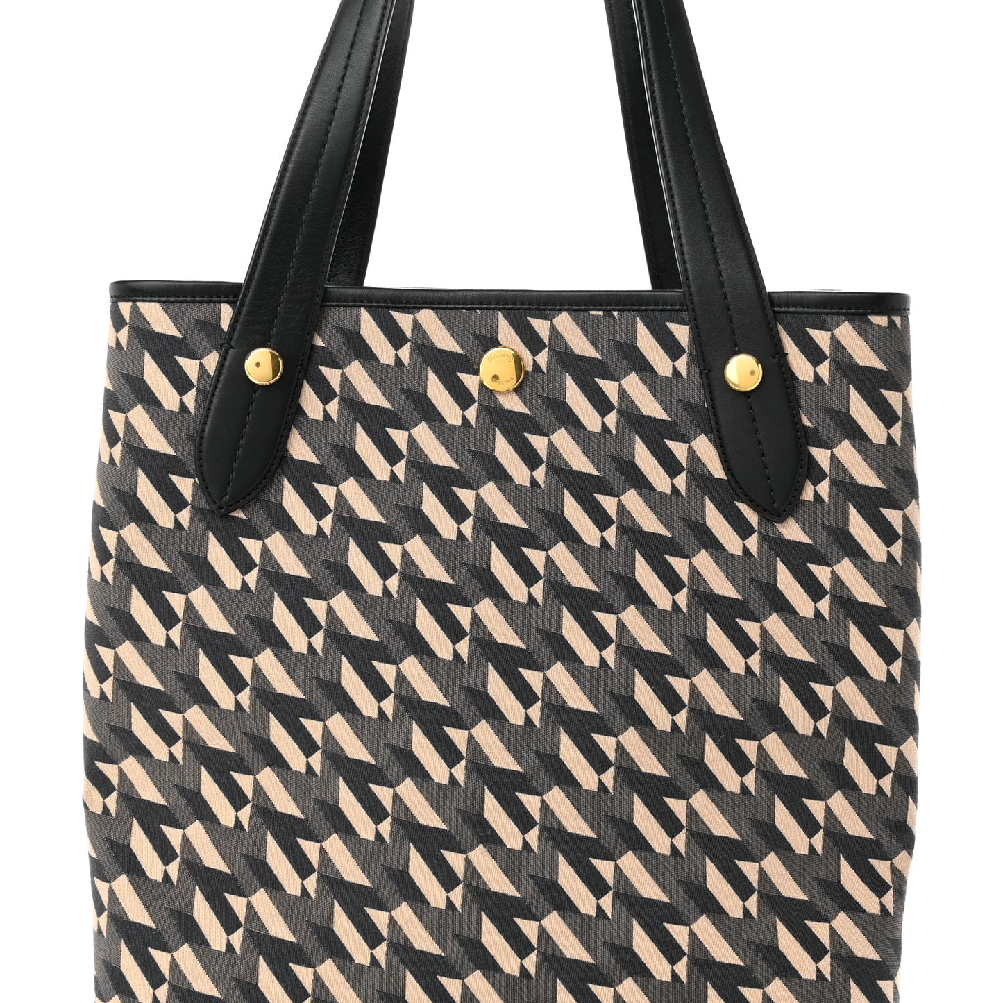 Econyl Nylon Jacquard Calfskin Monogram Shopper Tote Black
