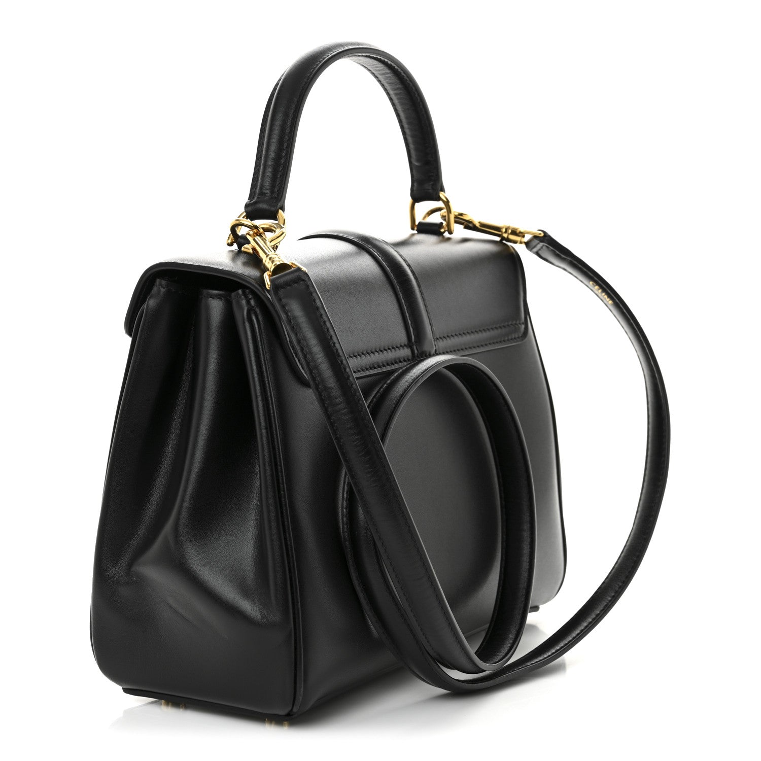 Celine Satinated Calfskin Small 16 Top Handle Bag Black 3 of 12