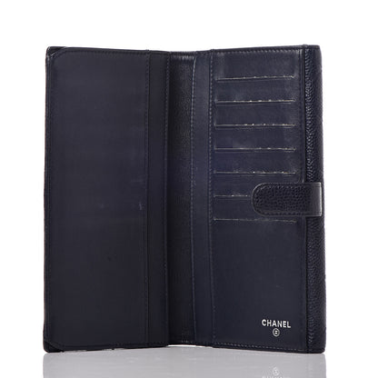 Chanel Caviar Quilted CC Long Double Wallet Navy 5 of 14
