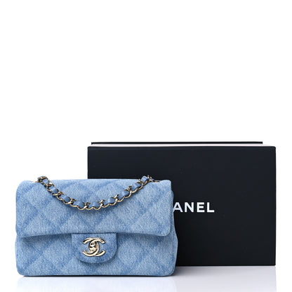 Chanel Denim Quilt Print Mini Rectangular Flap Light Blue 9 of 9