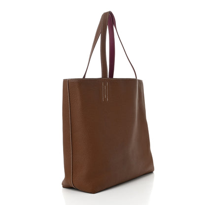 Hermes Taurillon Clemence Double Sens 36 Reversible Tote Marron Tosca 5 of 18