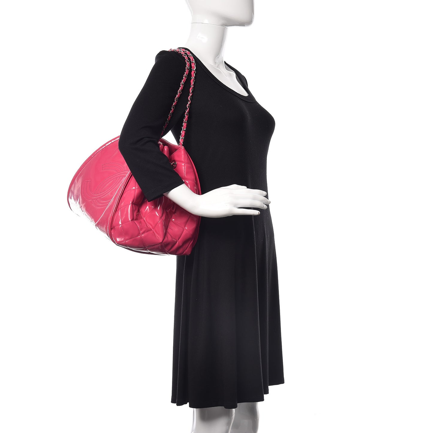 Vinyl Lipstick Ligne Accordion Tote Pink