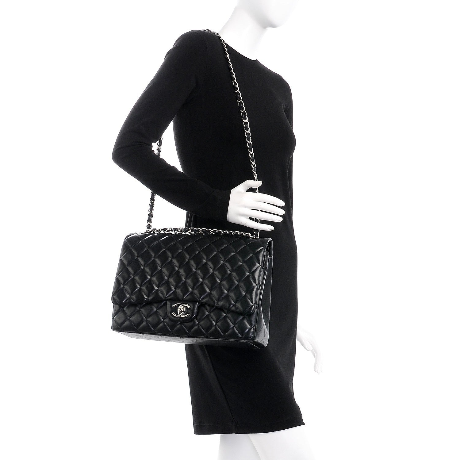 Chanel Lambskin Quilted Maxi Double Flap Black 3 of 9