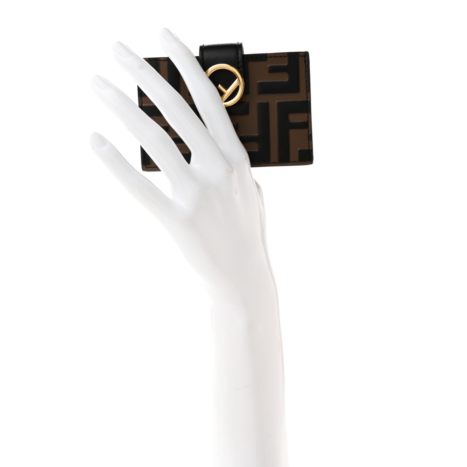 Fendi Vitello Liberty F is Fendi Bi-Color FF 1974 Embossed Gusseted Card Holder Maya Black 2 of 10