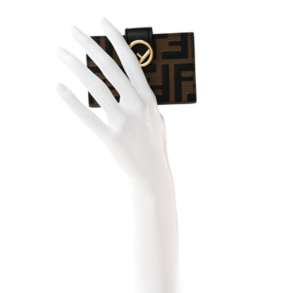 Fendi Vitello Liberty F is Fendi Bi-Color FF 1974 Embossed Gusseted Card Holder Maya Black 2 of 10